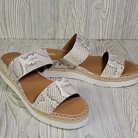 Franco Sarto Cappy Platform Slide Sandals Leather Snakeprint Womens Size 11 NEW - Picture 2 of 14